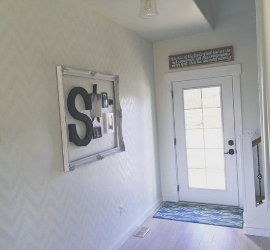 A DIY stenciled entryway using the Ikat Zig Zag Allover Stencil from Cutting Edge Stencils. http://www.cuttingedgestencils.com/zigzag-stencil-pattern.html