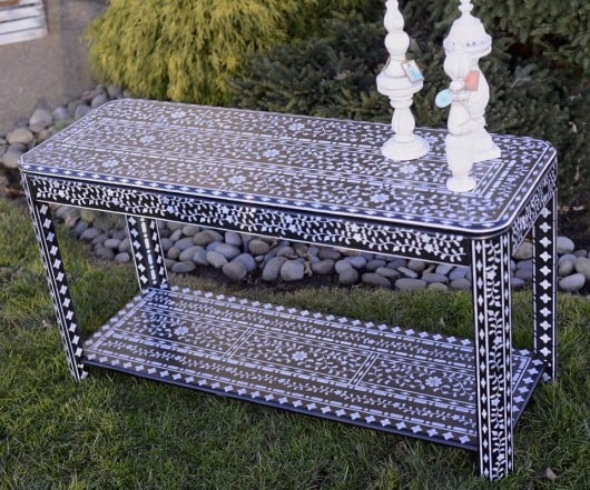 DIY stenciled table using the Indian Inlay Stencil Kit from Cutting Edge Stencils. http://www.cuttingedgestencils.com/indian-inlay-stencil-furniture.html