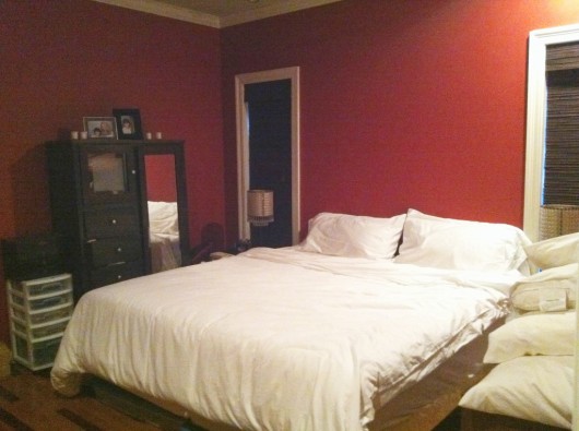 A bedroom before its stenciled makeover. http://www.cuttingedgestencils.com/stencil-pattern-2.html
