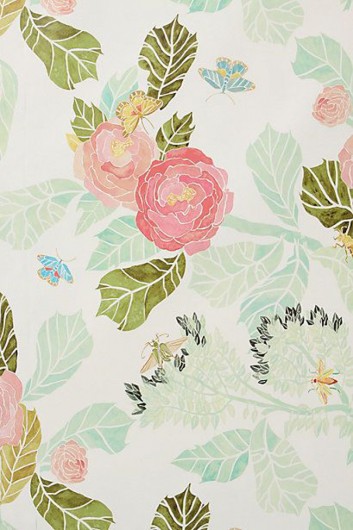 Floral wallpaper from Anthropologie that is similar to the Japanese Peonies Allover Stencl from Cutting Edge Stencils. http://www.cuttingedgestencils.com/japanese-peonies-floral-stencil-pattern.html