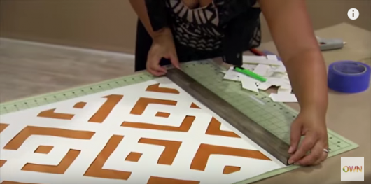 A DIY stencil tutorial with Kim Myles for stenciled paper wall art using the African Kuba Craft Stencil from Cutting Edge Stencils. http://www.cuttingedgestencils.com/kuba-stencil-pattern-stencils.html