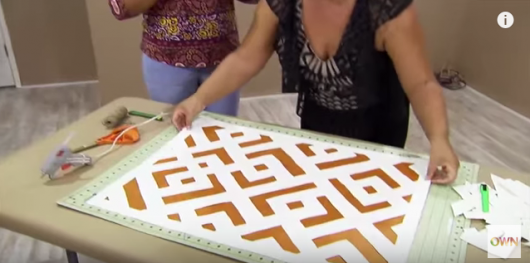 A DIY stencil tutorial with Kim Myles for stenciled paper wall art using the African Kuba Craft Stencil from Cutting Edge Stencils. http://www.cuttingedgestencils.com/kuba-stencil-pattern-stencils.html