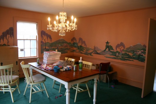 A dining room before adding stenciled curtains. http://www.cuttingedgestencils.com/jaipur-paisley-wall-pattern-stencil.html