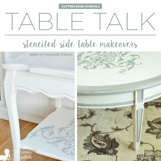 Cutting Edge Stencils shares painted and stenciled table makeovers using the Birds of Paradise Stencil. http://www.cuttingedgestencils.com/birds-pattern-stencil.html