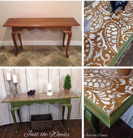 A DIY stenciled hall table using the Paisley Craft Stencil from Cutting Edge Stencils. http://www.cuttingedgestencils.com/paisley-pattern-craft-stencils-for-home-decor-projects.html