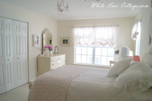 A girls bedroom before its teen makeover using stencils. http://www.cuttingedgestencils.com/flower-stencil-zinnia-wall.html