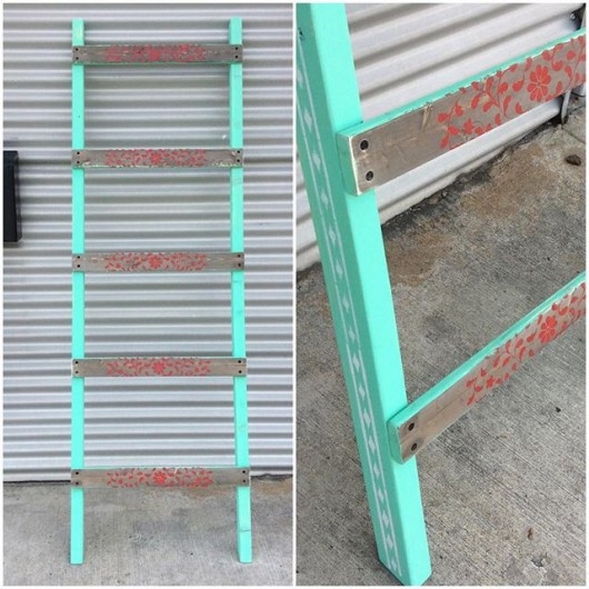A DIY stenciled decorative ladder using the Indian Inlay Stencil Kit from Cutting Edge Stencils. http://www.cuttingedgestencils.com/indian-inlay-stencil-furniture.html