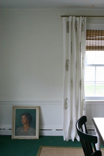 DIY stenciled curtains using the Jaipur Paisley Allover Stencil from Cutting Edge Stencils. http://www.cuttingedgestencils.com/jaipur-paisley-wall-pattern-stencil.html