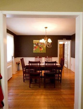 A dark dining room that was brightened up with a stenciled makeover. http://www.cuttingedgestencils.com/moroccan-stencil-pattern-3.html