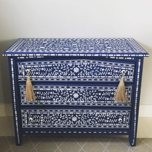 A DIY stenciled dresser using the Indian Inlay Stencil Kit from Cutting Edge Stencils. http://www.cuttingedgestencils.com/indian-inlay-stencil-furniture.html