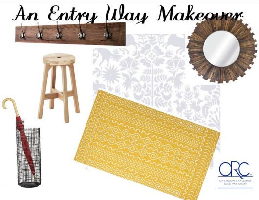 A design board for an entryway makeover using the Otomi Allover Stencil from Cutting Edge Stencils. http://www.cuttingedgestencils.com/otomi-tribal-wall-pattern-stencil.html