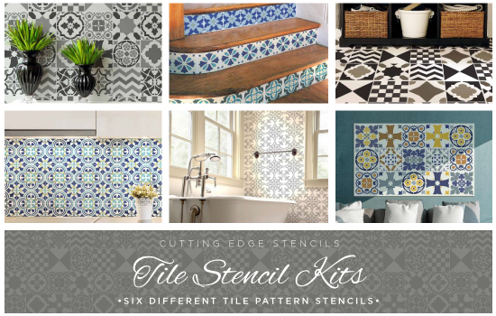 Cutting Edge Stencils has Tile Stencil Kits that are the perfect money-saving choice for a trendy DIY patchwork tile makeover! http://www.cuttingedgestencils.com/wall-stencils-stencil-designs.html