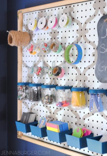 Learn how to stencil a pegboard for a command center using the Tuscan Trellis Stencil from Cutting Edge Stencils. http://www.cuttingedgestencils.com/tuscan-trellis-allover-stencil.html