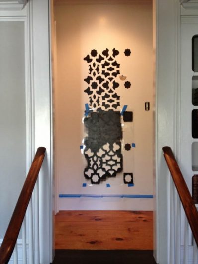 A DIY stencil tutorial to makeover a hallway using the Zamira Allover Stencil from Cutting Edge Stencils. http://www.cuttingedgestencils.com/moroccan-stencil-designs.html