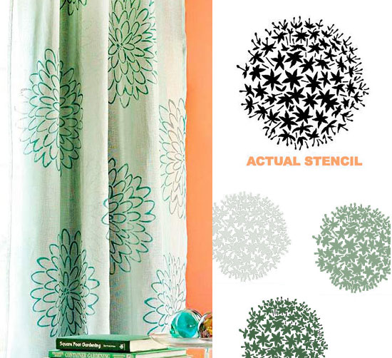 stencil decorating ideas DIY curtains