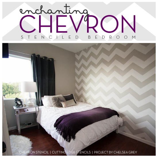 Chevron-Stencil-Bedroom-Purple-Gray-Idea