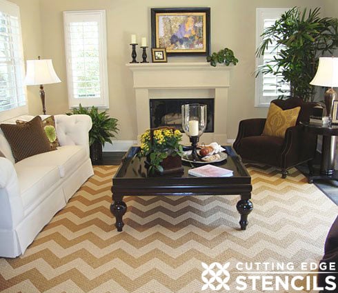 Chevron-stenciled-rug