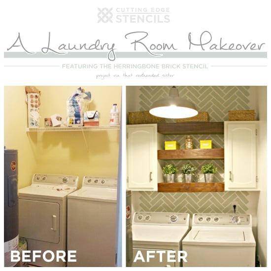 herringbone-brick-stencil-diy-stenciled-laundry-room