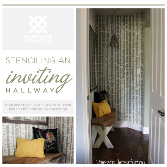 birch-forest-stencil-diy-stenciled-hallway