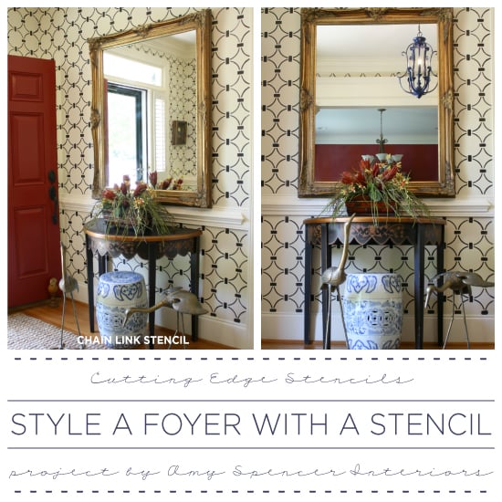 chain-link-stencil-diy-stenciled-foyer-wallpaper