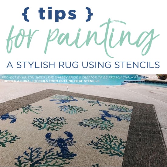 cutting-edge-stencils-coral-lobster-stencil-diy-stenciled-ikea-rug-beach-stenciling