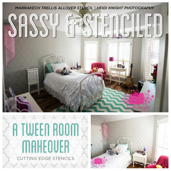 cutting-edge-stencils-diy-stenciled-accent-wall-tween-girl-bedroom