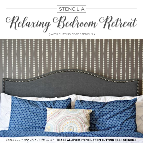 cutting-edge-stencils-diy-stenciled-bedroom-accent-wall-beads-geometric-pattern