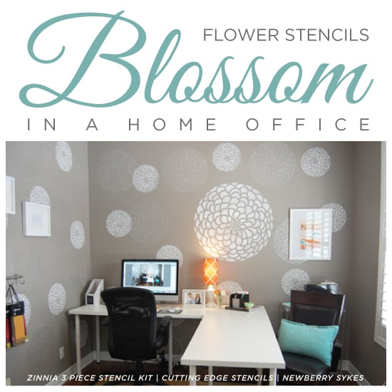 cutting-edge-stencils-diy-stenciled-office-zinnia-grande-flower-pattern