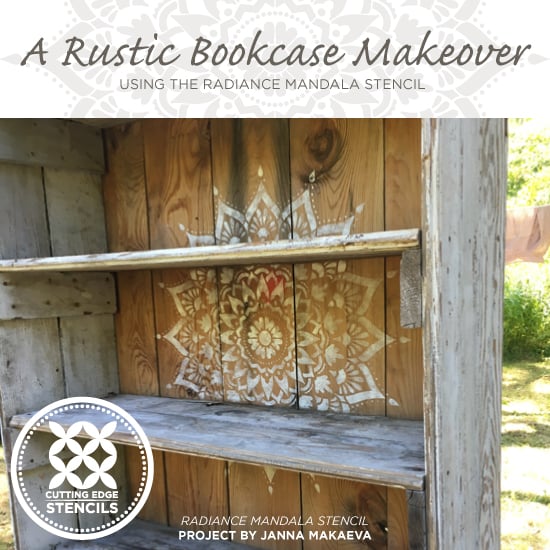 cutting-edge-stencils-diy-stenciled-rustic-bookcase-radiance-mandala-pattern