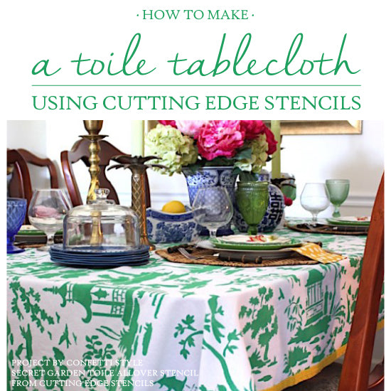 cutting-edge-stencils-diy-stenciled-toile-tablecloth-secret-garden-allover