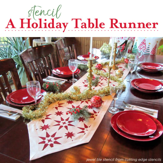 cutting-edge-stencils-jewel-tile-stencil-diy-stenciled-table-runner-holiday-decorating