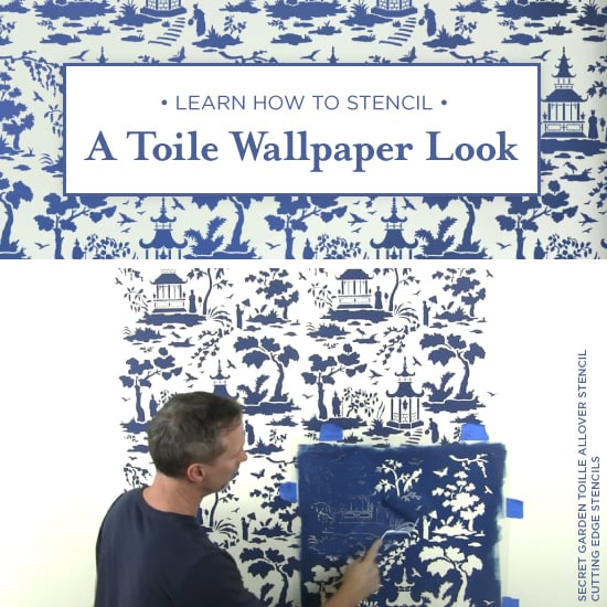 cutting-edge-stencils-secret-garden-toile-chinoiserie-stenciled-accent-wall-blue