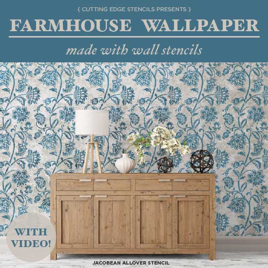 farmhouse-wallpaper-stenciled-accent-wall