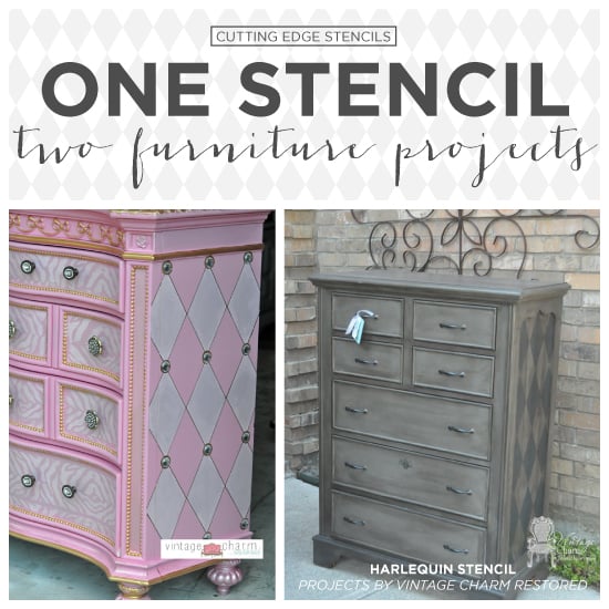 harlequin-stencil-diy-kids-furniture-makeover-cutting-edge-stencils-stenciled-dresser