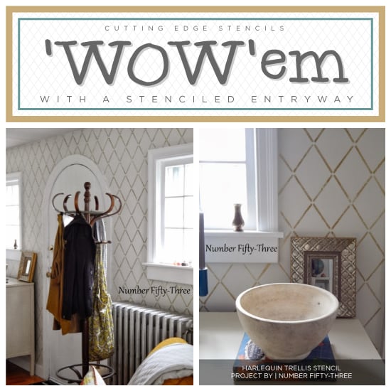 harlequin-trellis-stencil-diy-stenciled-entryway-foyer-gold