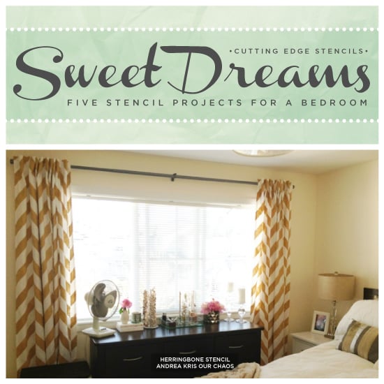 herringbone-stencil-diy-curtains-stenciled-bedroom-ideas