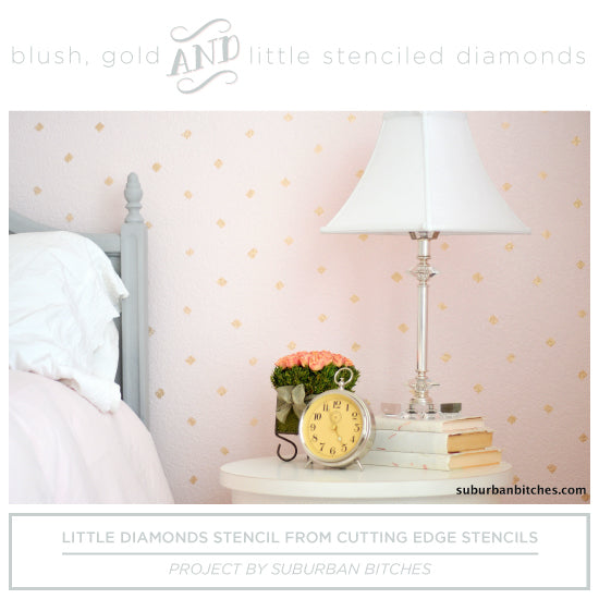 little-diamonds-stencil-gold-diy-stenciled-accent-wall-girls-bedroom-makeover-blush