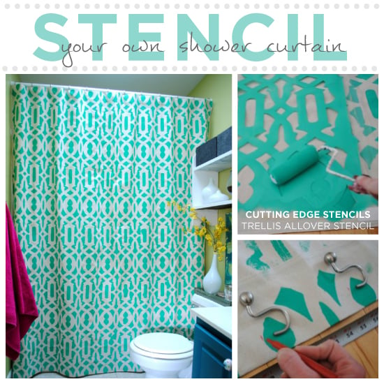 trellis-allover-stencil-diy-shower-curtain-idea