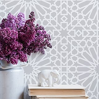 Moroccan stencil geometric pattern on a wall