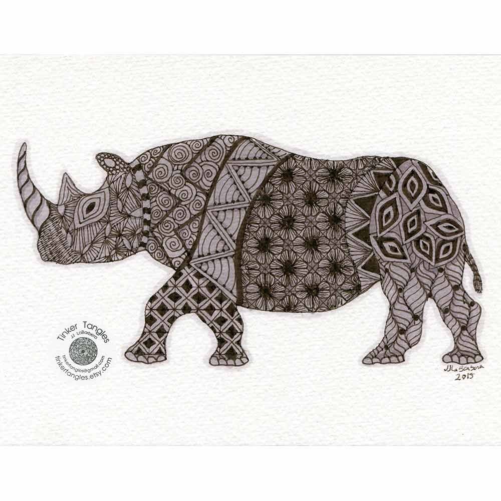 Adult-Coloring-pages-animal-stencils-tangle-stencil-Rhino-drawing