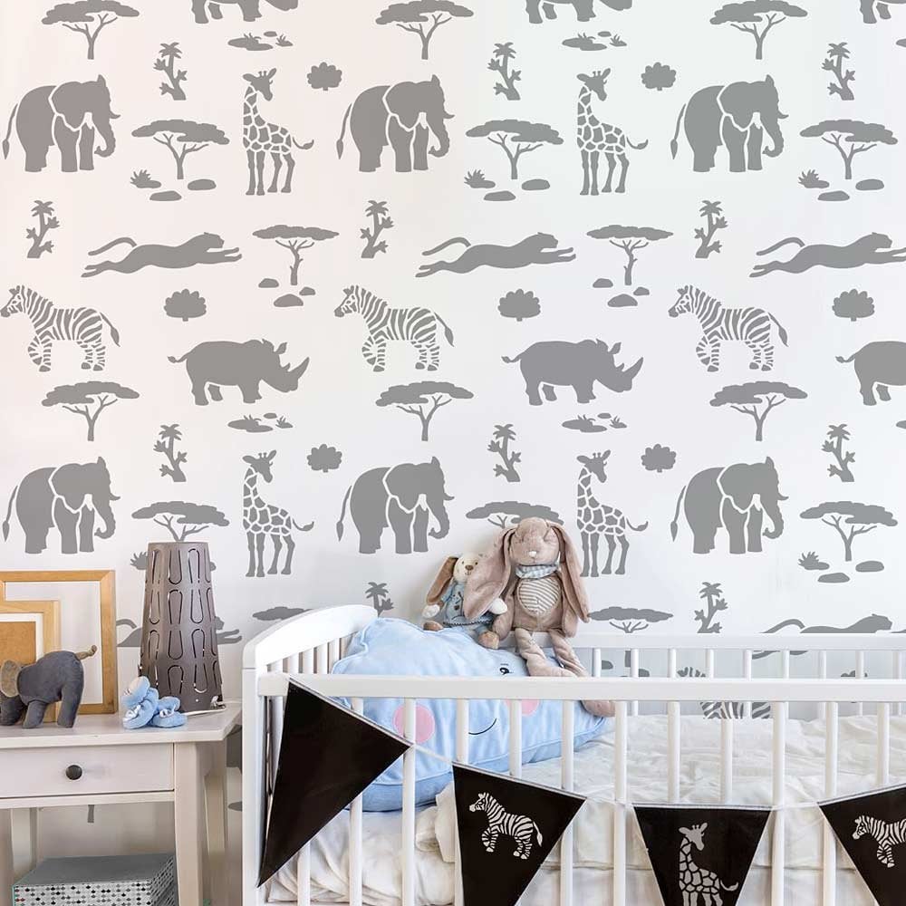 African-savannah-stencil-rhino-giraffe-zebra-stencils