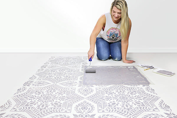 Stenciling a cement floor