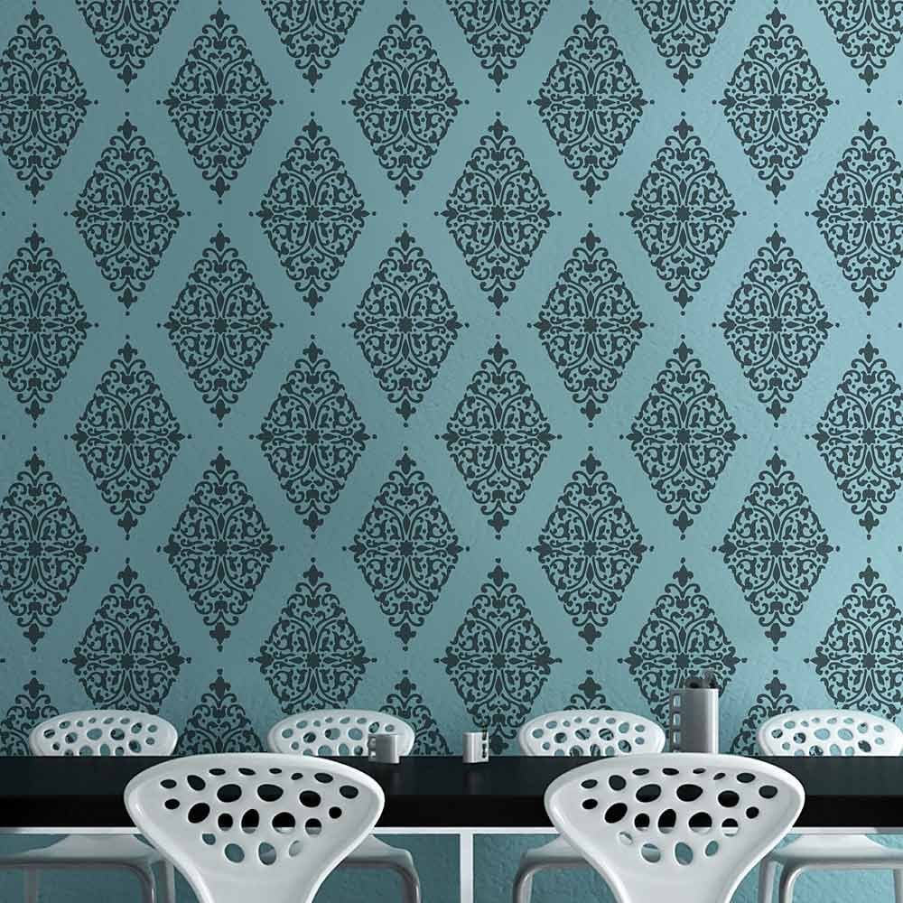 Arabesque Damask Wall Pattern Brocade Wallpaper Stencils