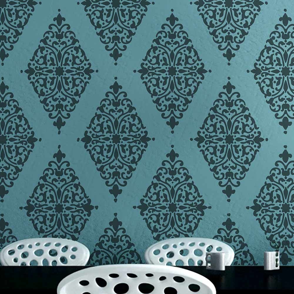 Arabesque stencil damask Brocade wallpaper stencils