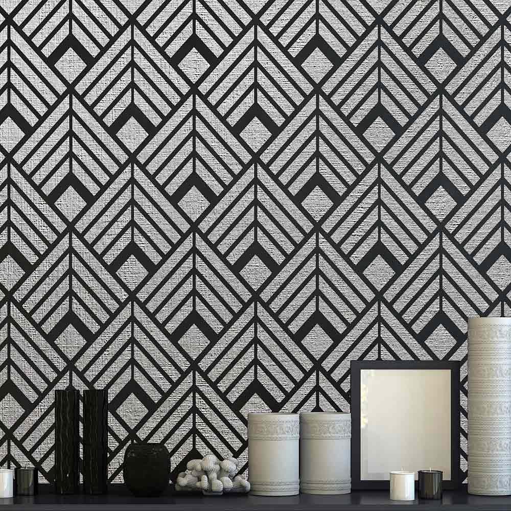 Art Deco Stencil Diamonds Wallpaper Stencil Design wall living room