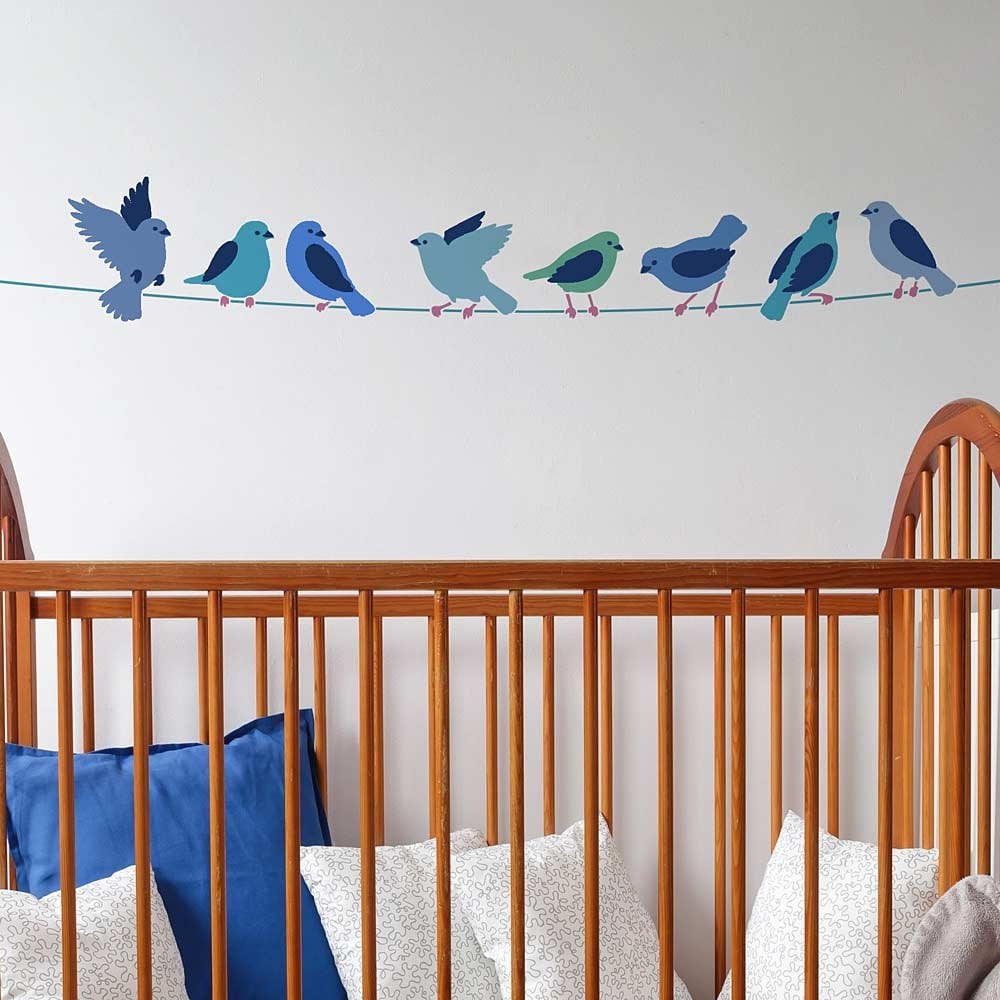 Bird stencil birds on a wire decal nursery