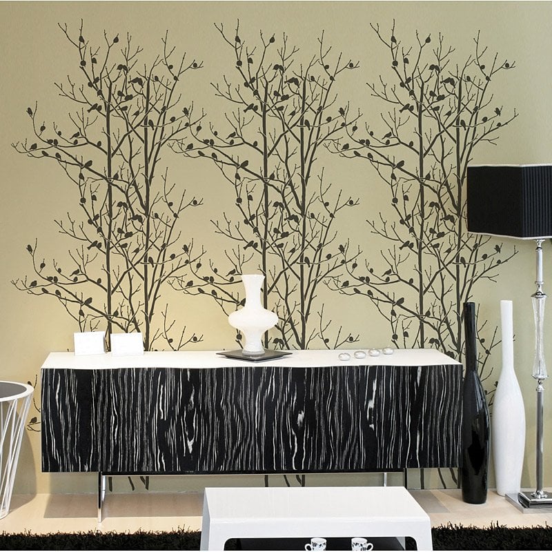 Birds-Tree-branches-stencil-design