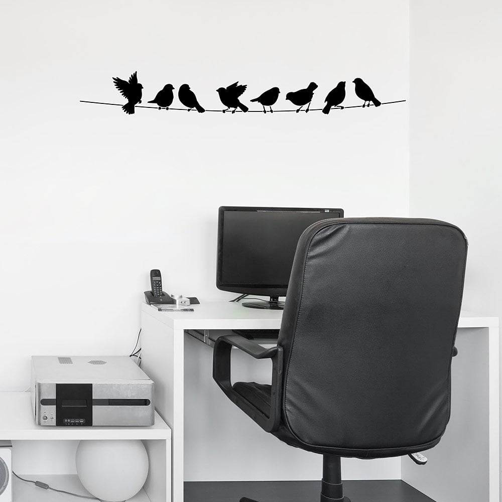 Birds on wire stencil decal bird