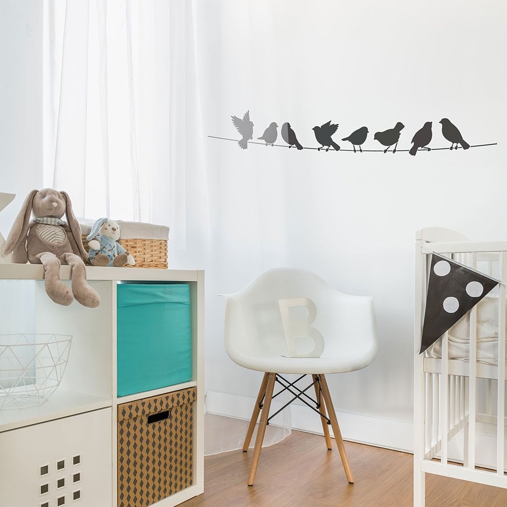 Birds on wire stencil nursery bird stencils