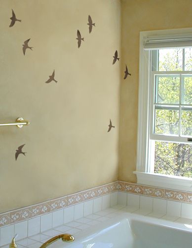 stenciled birds